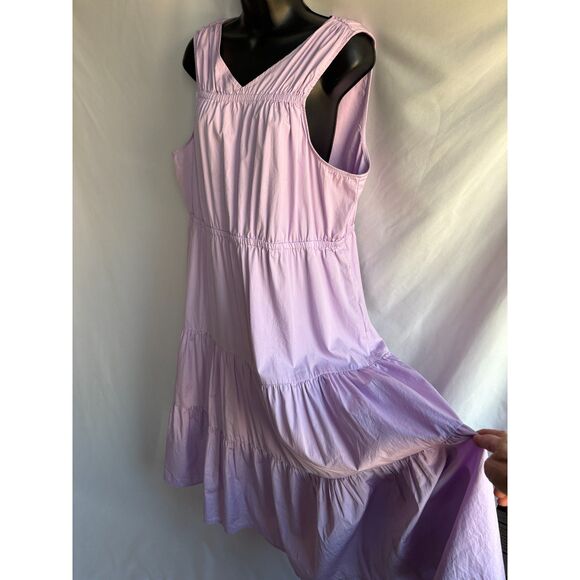 Halogen Sleeveless Tiered Poplin Dress Purple Bloom Lavender Plus Size 1X Girly - Picture 5 of 13
